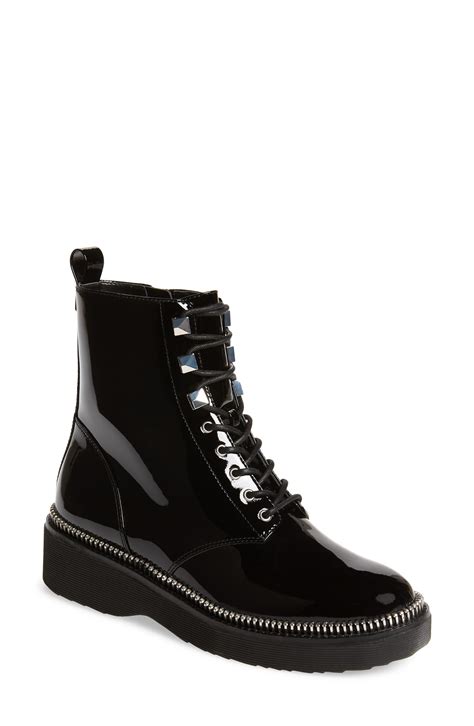 michael kors black patent leather boots|michael kors ankle boots sale.